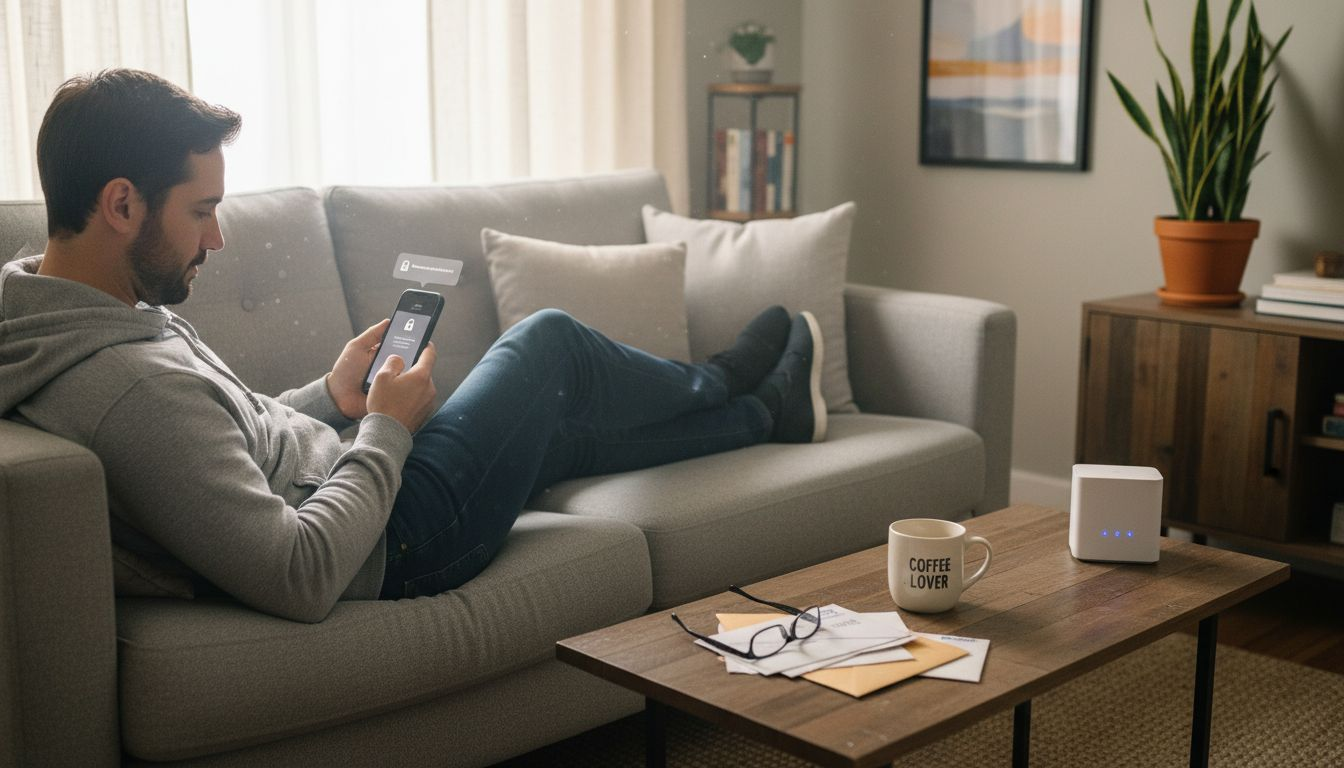 Homeowner checking smart security notification