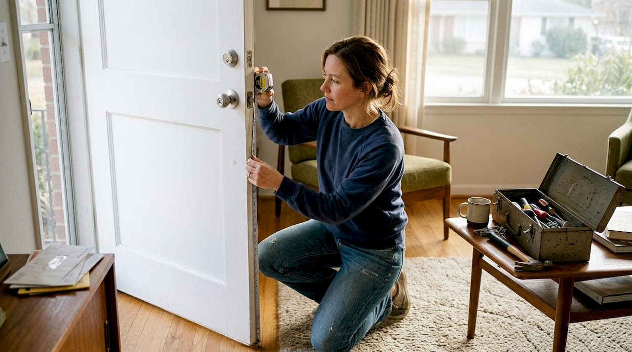Homeowner measuring door for smart lock